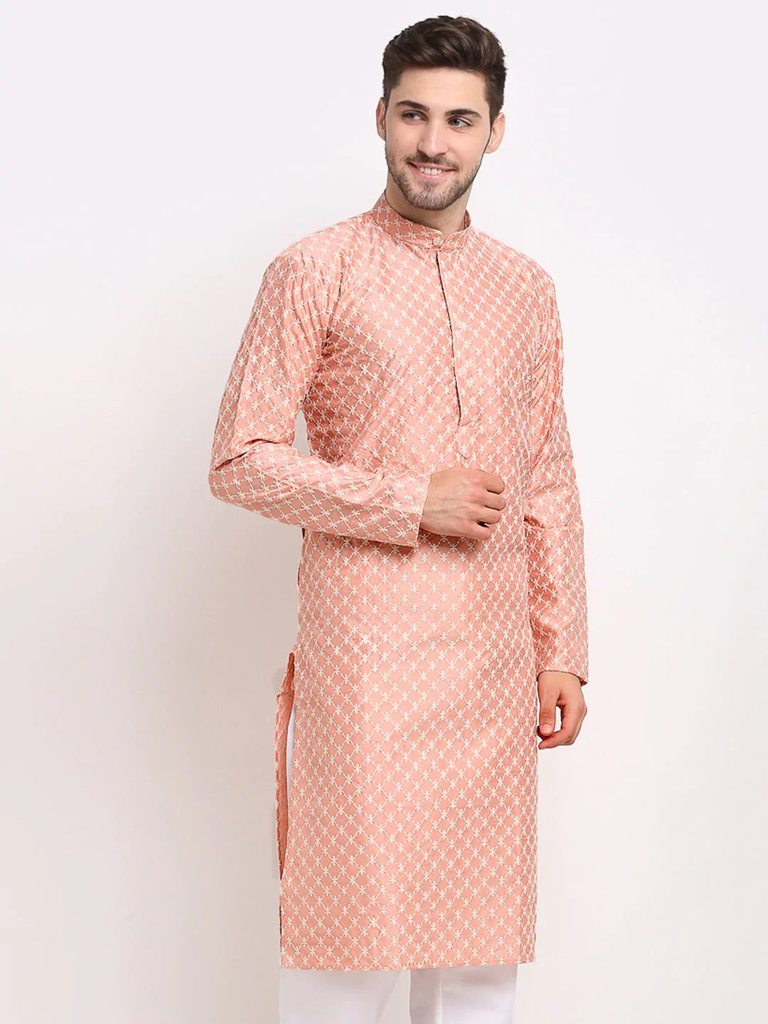 DesiQlo Men Kurta Only - Orange - KO_641Peach_S