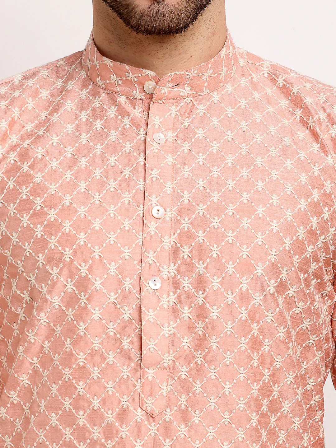 DesiQlo Men Kurta Only - Orange - KO_641Peach_S