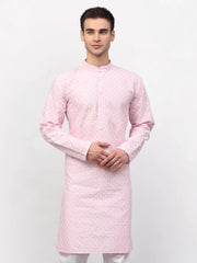 DesiQlo Men Pink Chikankari Kurta Only ( KO 641 Pink ) [FF] [I-1-4]