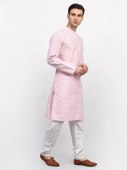DesiQlo Men Pink Chikankari Kurta Only ( KO 641 Pink ) [FF] [I-1-4]
