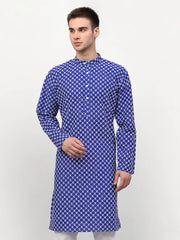 DesiQlo Men Royal-Blue Chikankari Kurta Only ( KO 641 Royal ) [FF] [I-1-4]