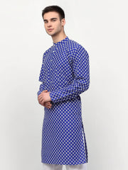 DesiQlo Men Royal-Blue Chikankari Kurta Only ( KO 641 Royal ) [FF] [I-1-4]
