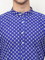 DesiQlo Men Royal-Blue Chikankari Kurta Only ( KO 641 Royal ) [FF] [I-1-4]