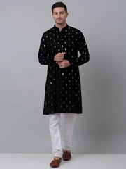 Men's Black Printed Mirror Kurta Only