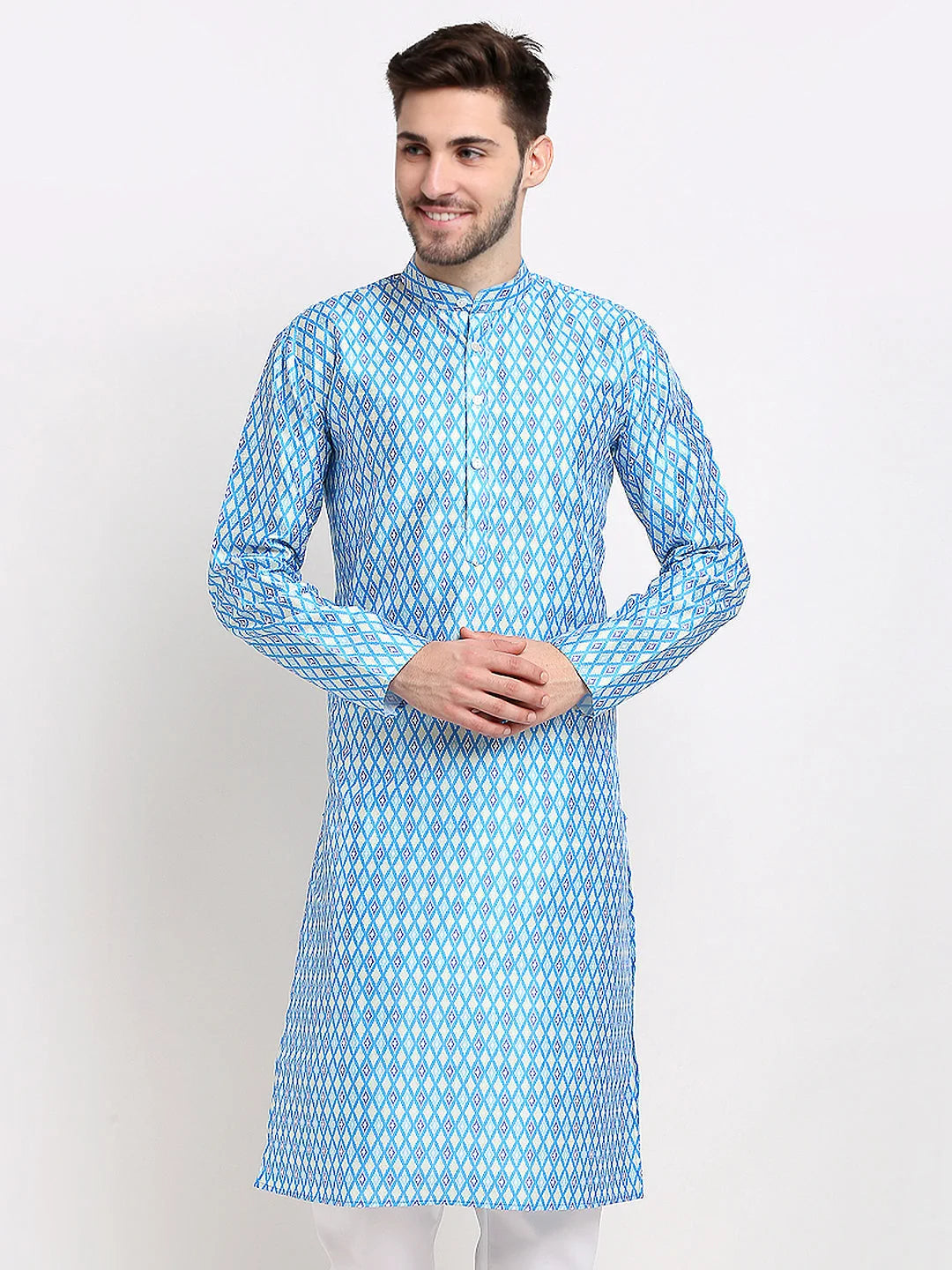 Men's Sky Dupion Ikkat Kurta | Indian Kurta for Men