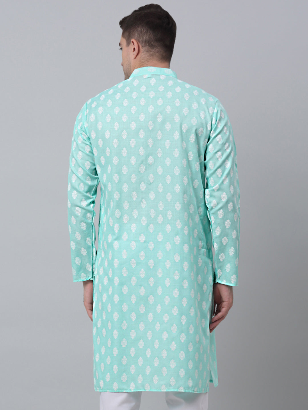 Green Floral Print Men's Kurta | Indian Kurta for Men