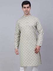 Men's Cotton Floral printed kurtas ( KO 650Grey )-KO-650