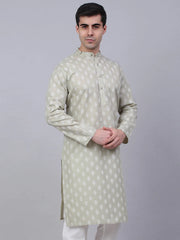 Men's Cotton Floral printed kurtas ( KO 650Grey )-KO-650