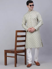 Men's Cotton Floral printed kurtas ( KO 650Grey )-KO-650
