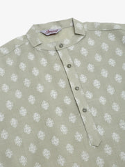 Men's Cotton Floral printed kurtas ( KO 650Grey )-KO-650