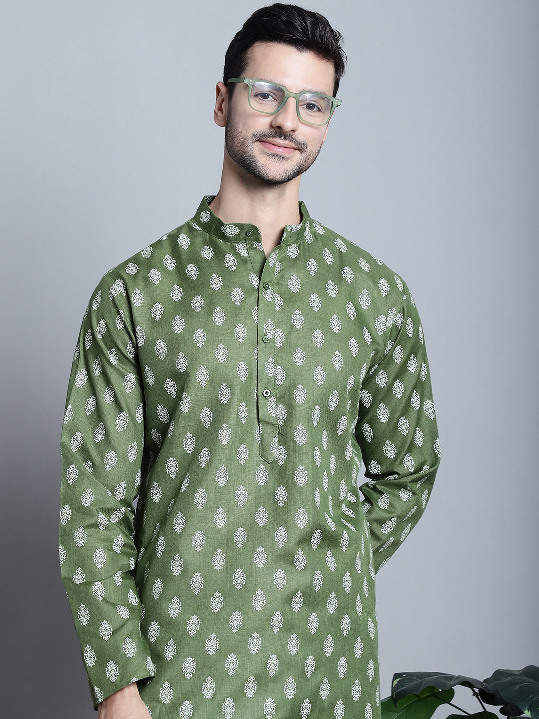 Men's Floral Printed Cotton Kurta | Indian Kurta for Men