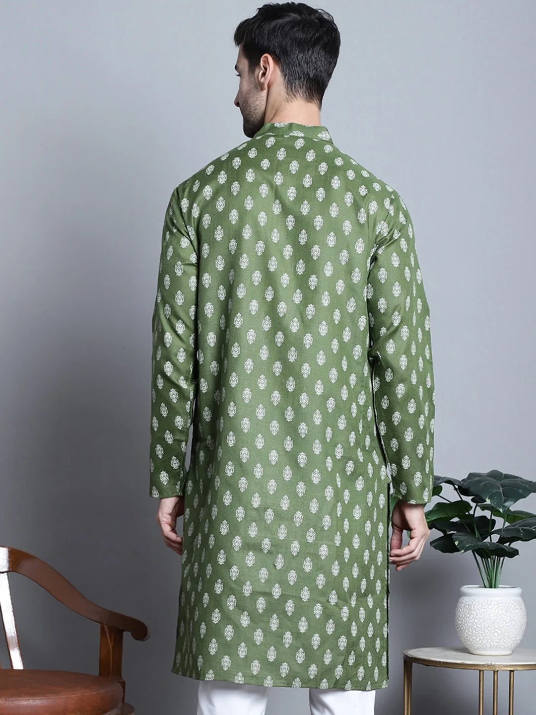 Men's Floral Printed Cotton Kurta | Indian Kurta for Men
