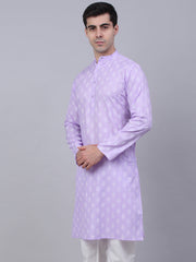 Men's Cotton Floral printed kurtas ( KO 650Purple )-KO-650