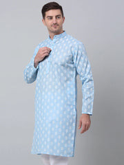 Men's Sky Cotton Floral printed kurta Only