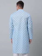 Men's Sky Cotton Floral printed kurta Only