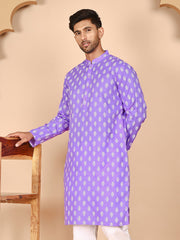 Floral Printed Kurtas for Men ( KO 650 Violet ) [FF] [Q-1-6]