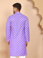 Floral Printed Kurtas for Men ( KO 650 Violet ) [FF] [Q-1-6]