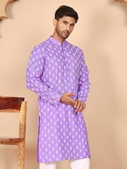 Floral Printed Kurtas for Men ( KO 650 Violet ) [FF] [Q-1-6]