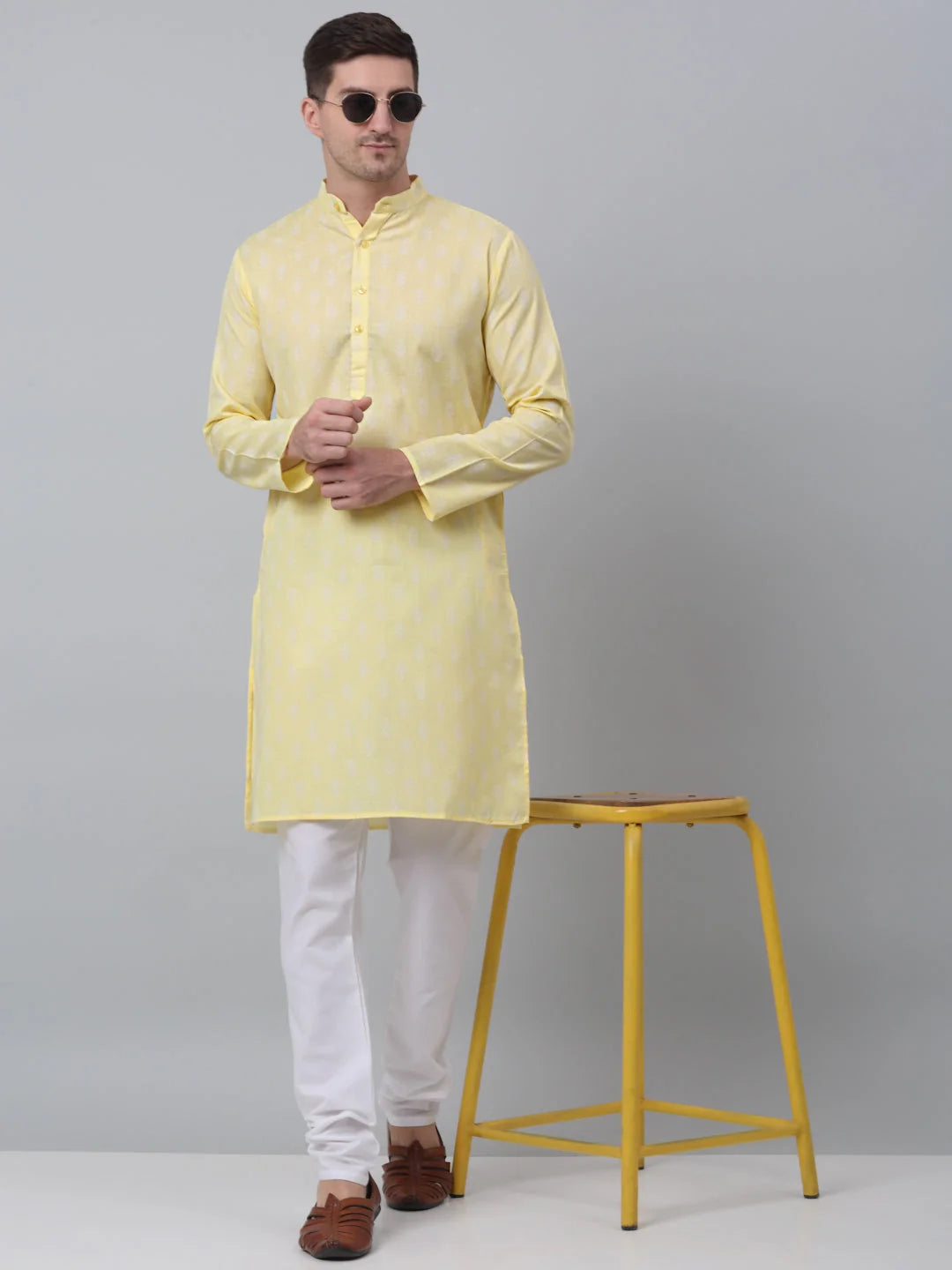 Yellow Floral Indian Kurta for Men | Shop Mens Kurta Now!