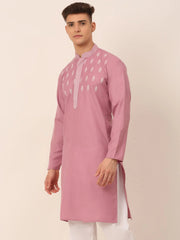 Men's Magenta Pink Embroidered Kurtas ( KO 656Magenta )-KO-656
