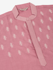 Men's Magenta Pink Embroidered Kurtas ( KO 656Magenta )-KO-656