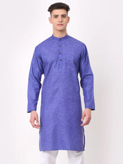 Men's Cotton Solid Kurta ( KO 657Blue )-KO-657