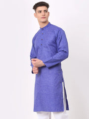 Men's Cotton Solid Kurta ( KO 657Blue )-KO-657