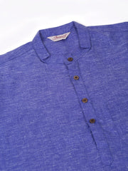 Men's Cotton Solid Kurta ( KO 657Blue )-KO-657