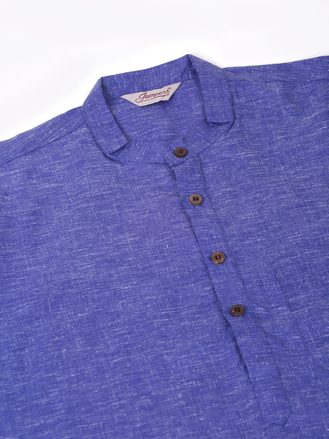 Men's Blue Cotton Kurta - Solid Indian Kurta for Men