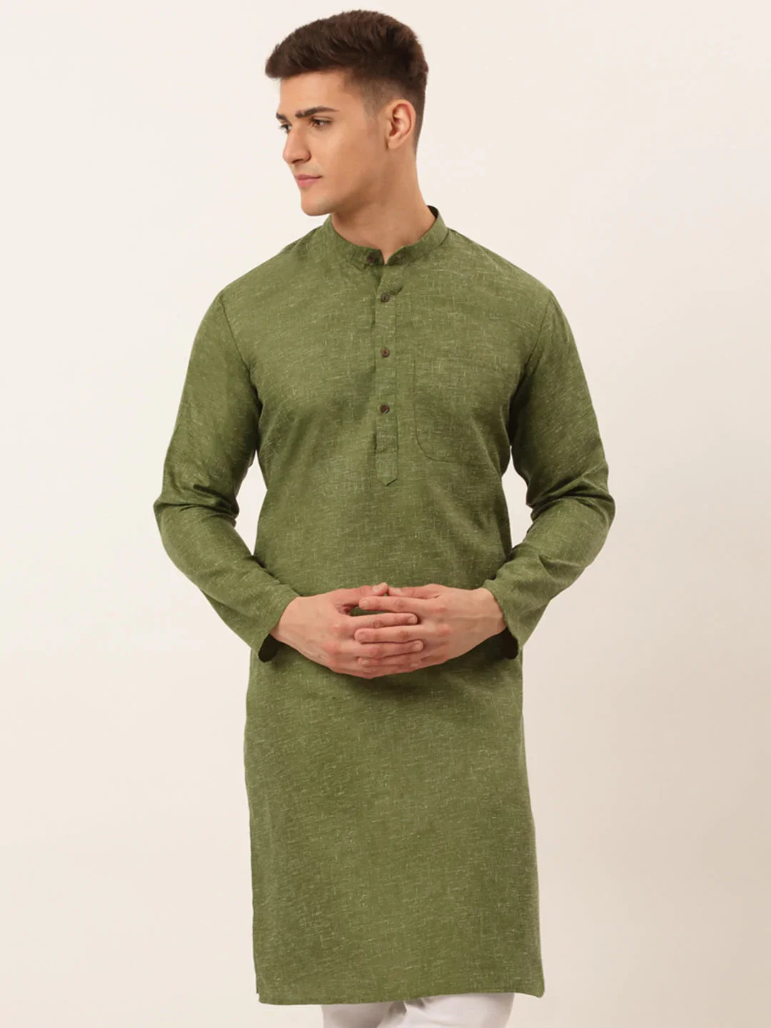 DesiQlo Men Kurta Only - Green - KO_657Olive_S