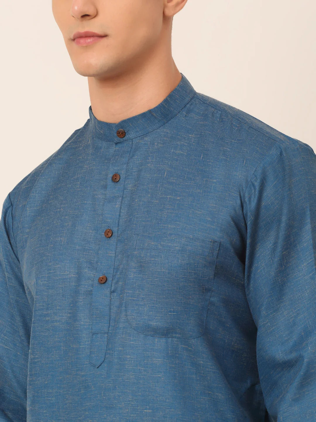 Men's Peacock Cotton Kurta - Indian Kurta for Men, Mens Kurta