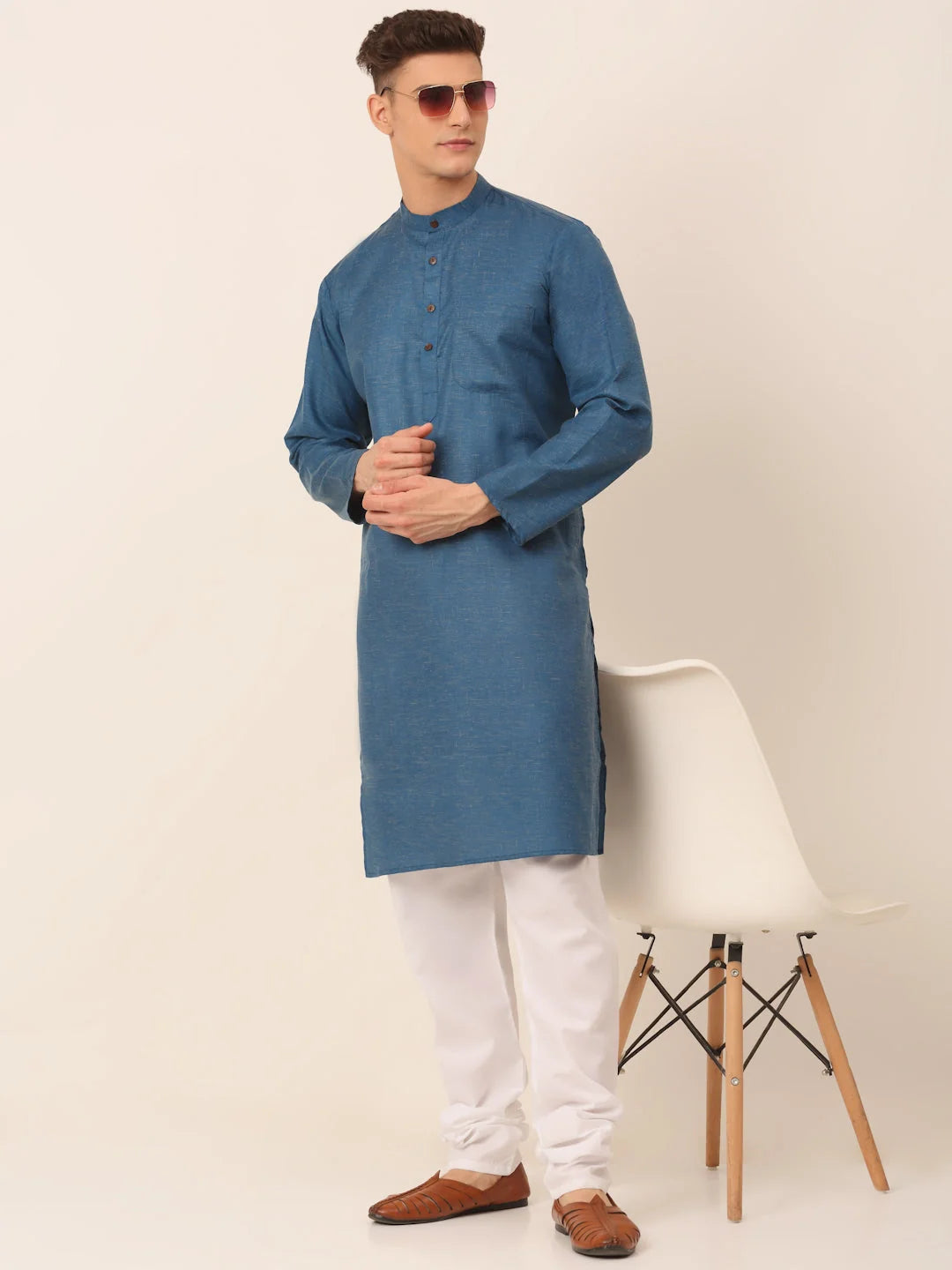 Men's Peacock Cotton Kurta - Indian Kurta for Men, Mens Kurta