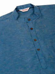 Men's Cotton Solid Kurta ( KO 657Peacock )-KO-657