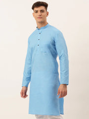 Men's Cotton Solid Kurtas ( KO 657 Sky )