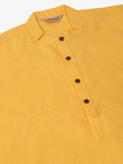 Men's Cotton Solid Kurta ( KO 657Yellow )-KO-657