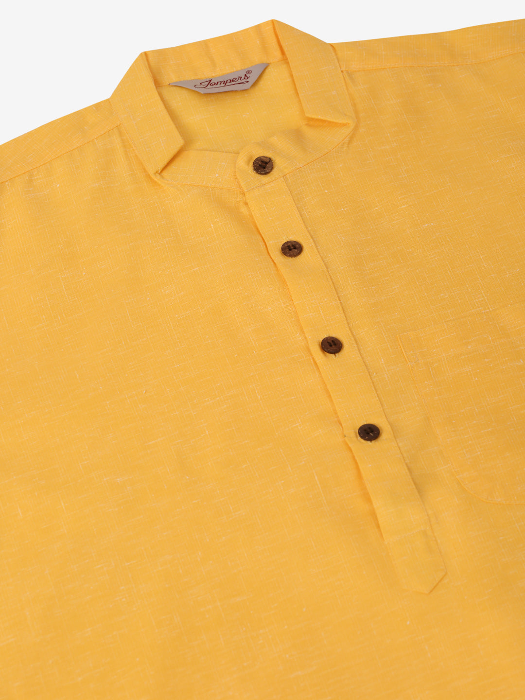 Yellow Cotton Mens Kurta - Short Kurta for Men, Indian Kurta