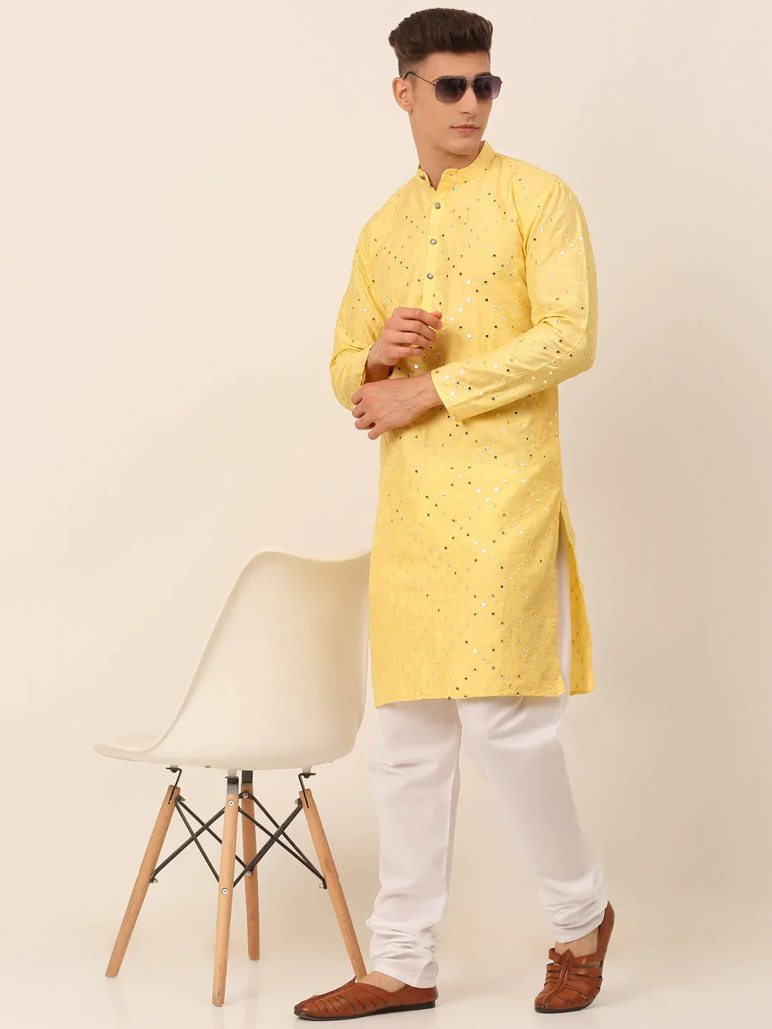 DesiQlo Men Kurta Only - Yellow - KO_659Lemon_S