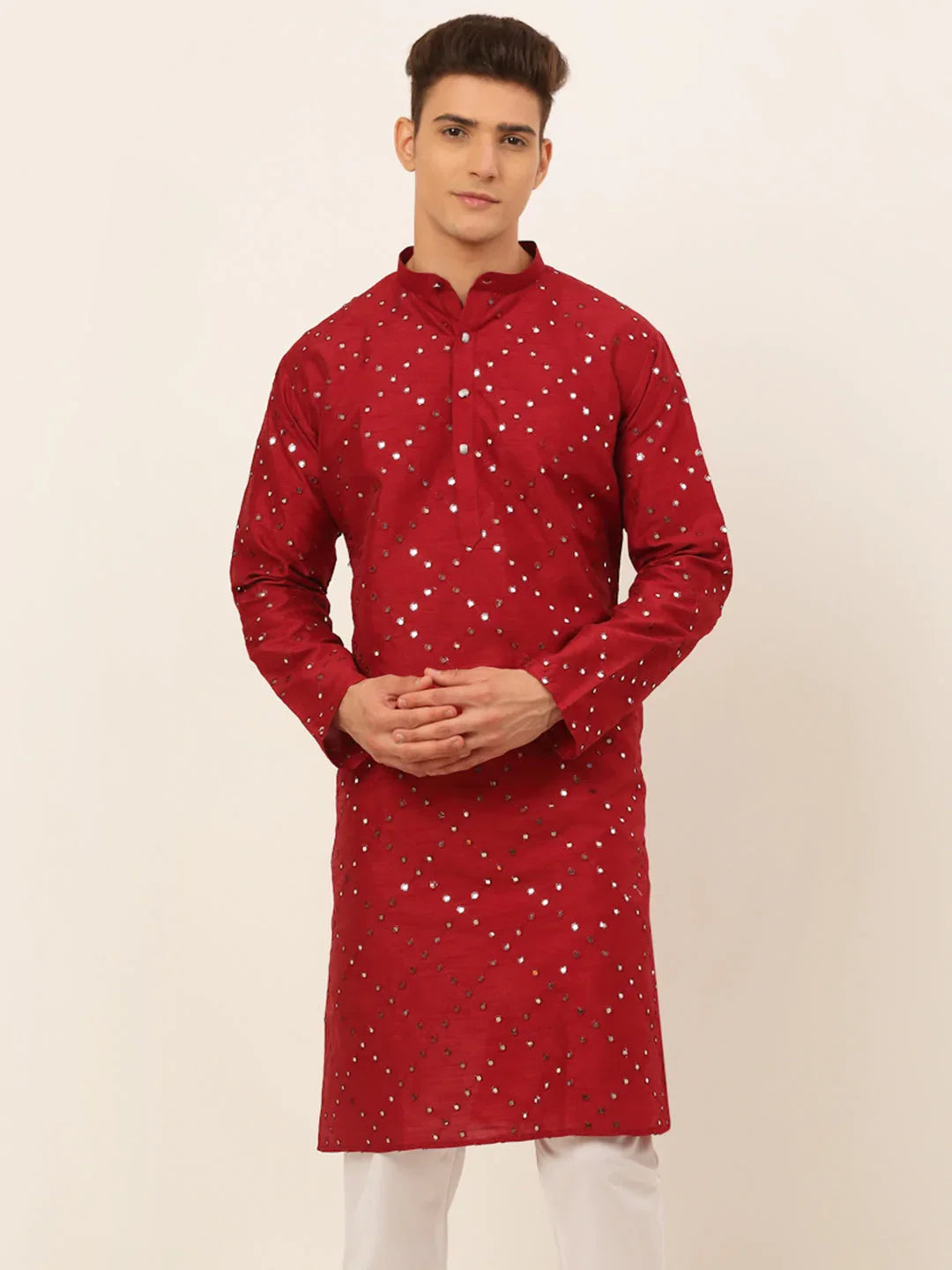 DesiQlo Men Kurta Only - Maroon - KO_659Maroon_S