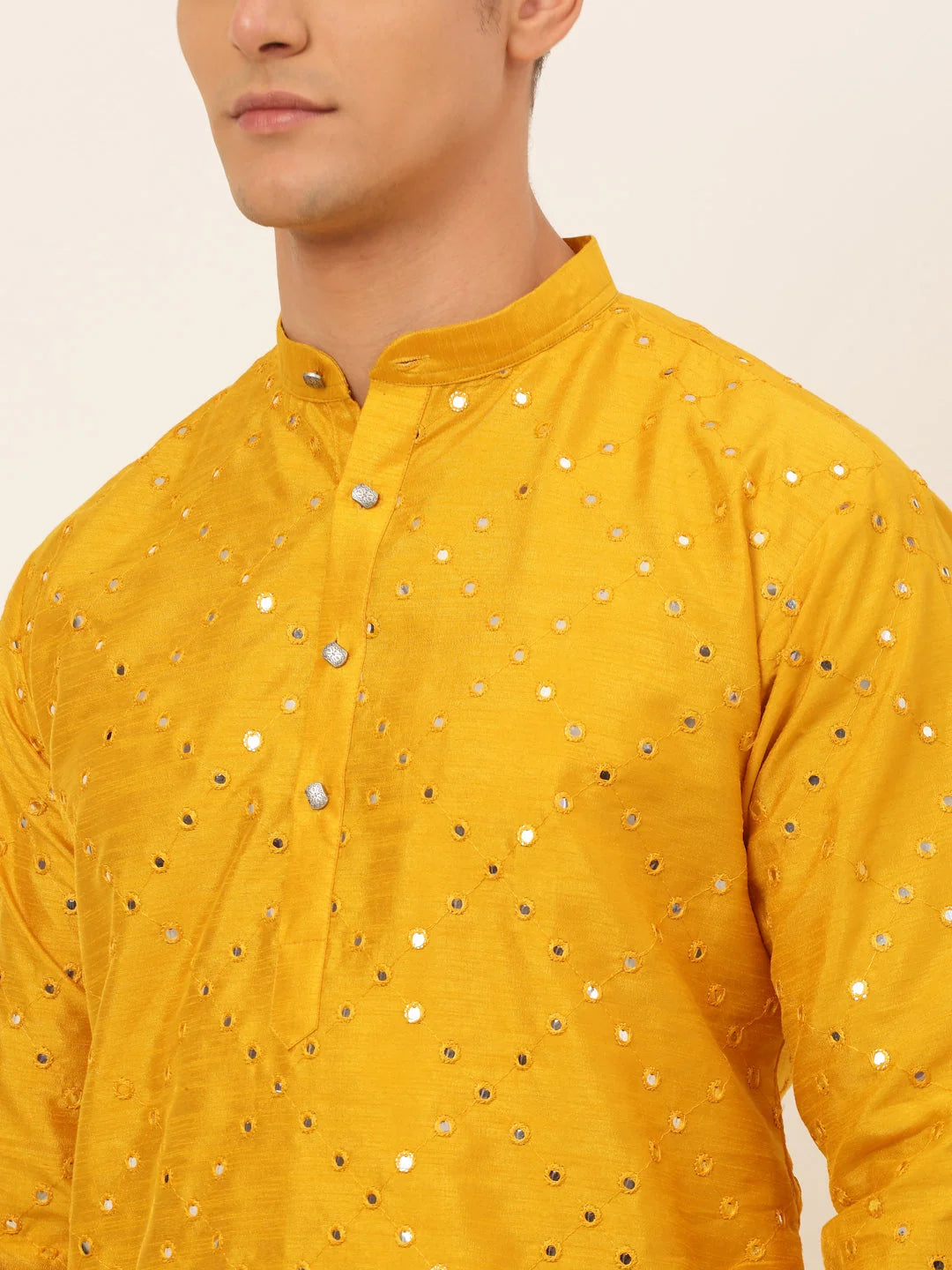 Mustard Silk Kurta for Men | Embroidered Wedding Kurta Designs