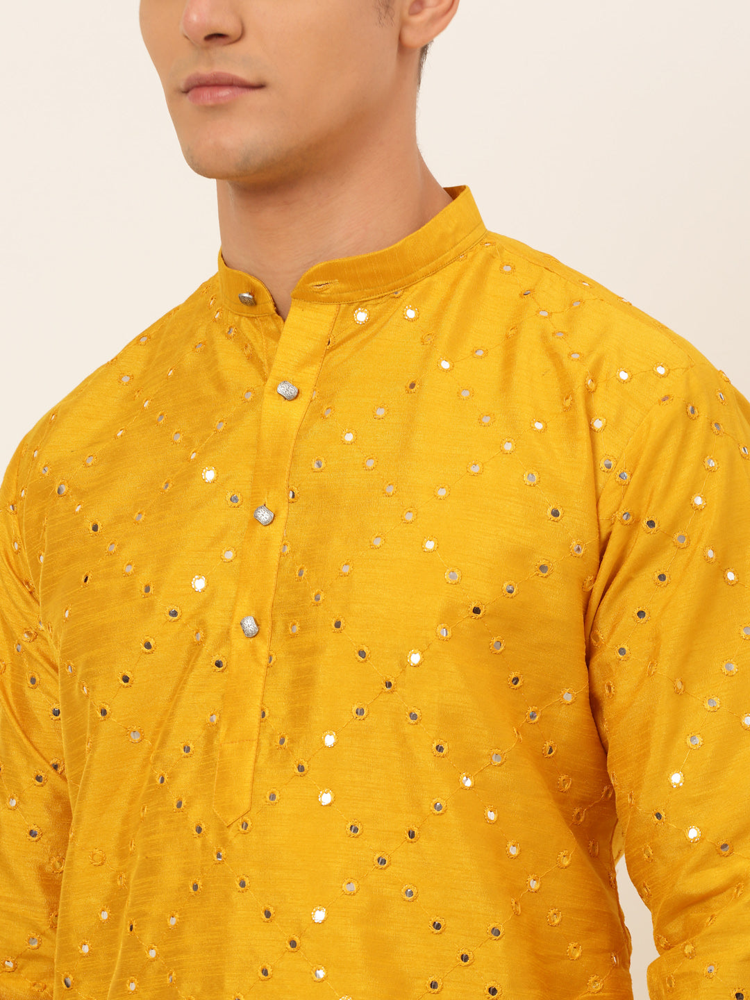 Mustard Silk Kurta for Men | Embroidered Wedding Kurta Designs