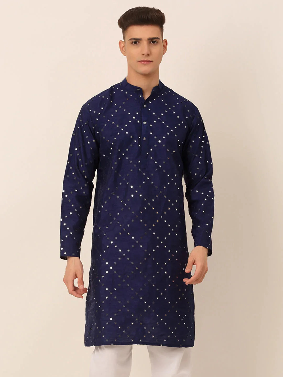 Navy Blue Mirror Work Kurta Only ( KO 659 Navy )