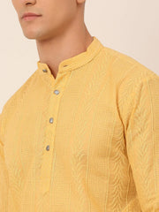 Men's Pure Cottom Embroidered Kurta Only ( KO 660 Beige )