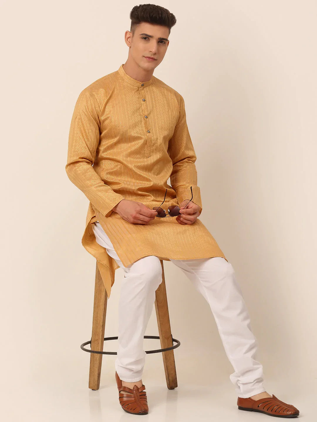 DesiQlo Men Kurta Only - Beige - KO_661Beige_S