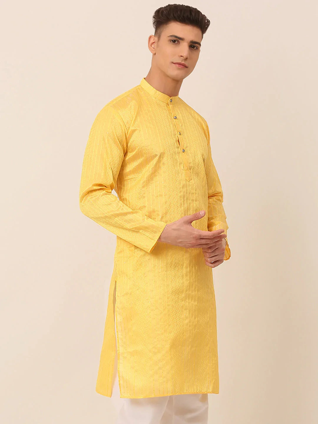DesiQlo Men Kurta Only - Yellow - KO_661Yellow_S
