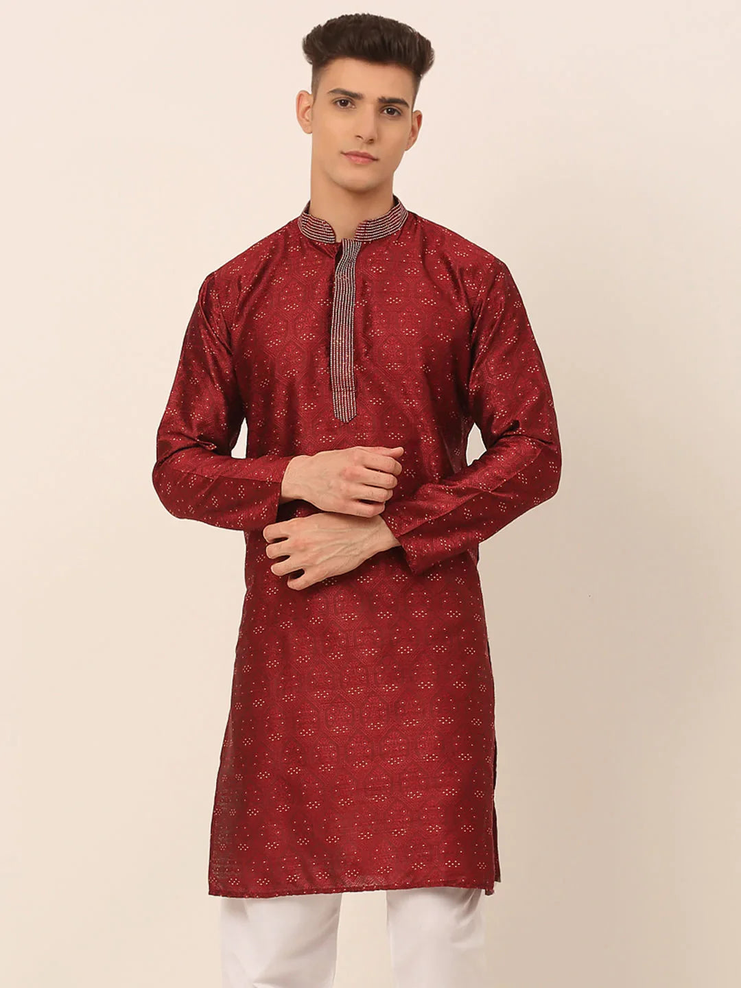 DesiQlo Men Kurta Only - Maroon - KO_662Maroon_S