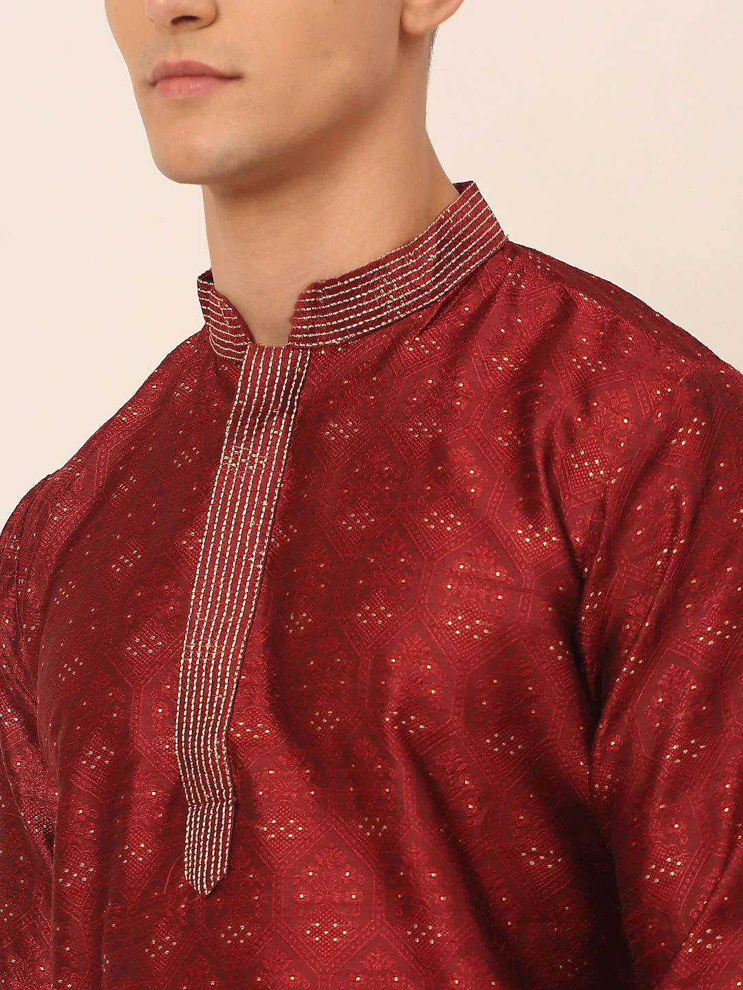 DesiQlo Men Kurta Only - Maroon - KO_662Maroon_S
