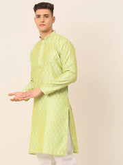Men's Silk Blend Collar Embroidered Kurta only ( KO 663 Green )