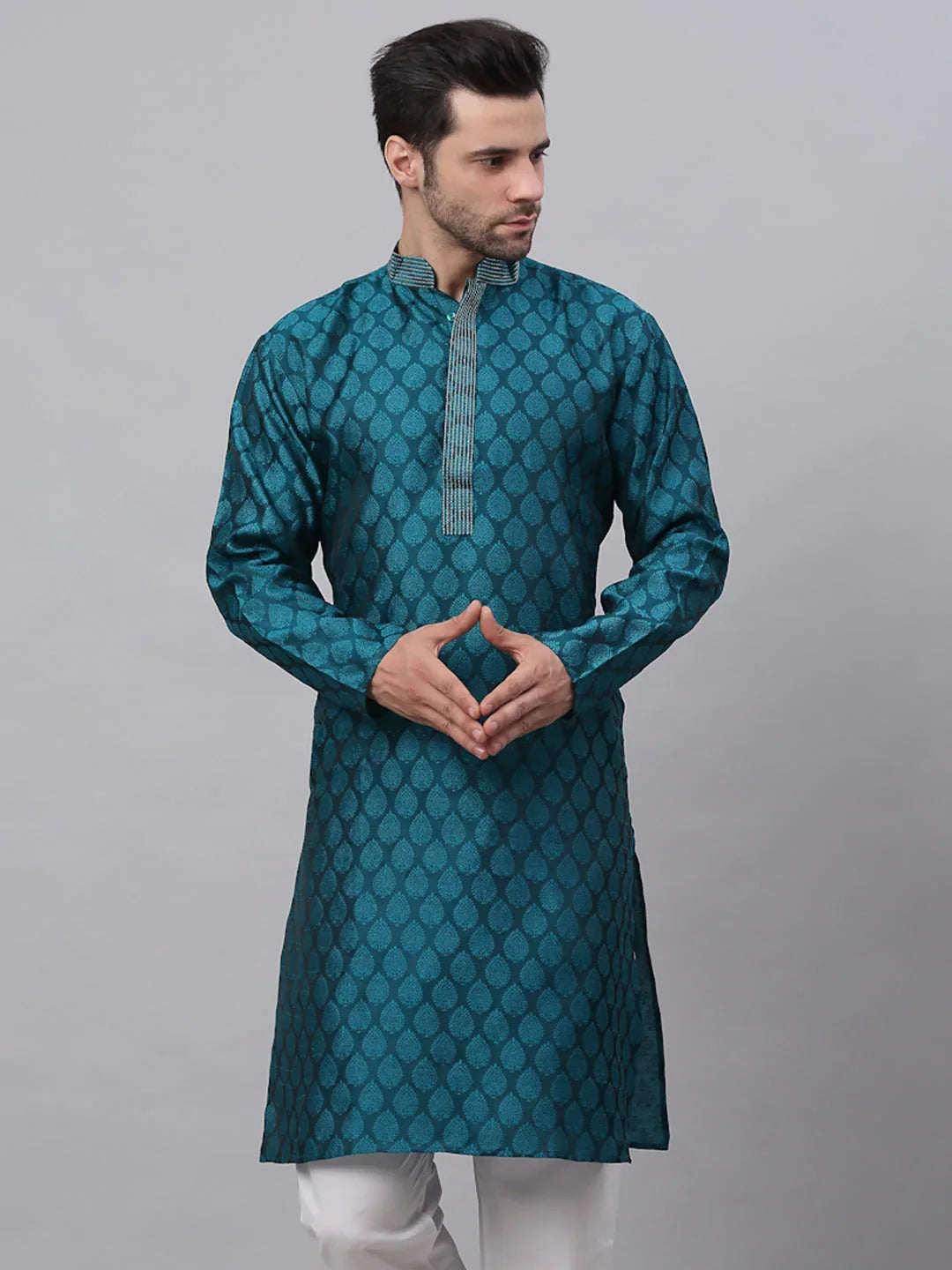 DesiQlo Men Kurta Only - Multicolor - KO_663Peacock_S