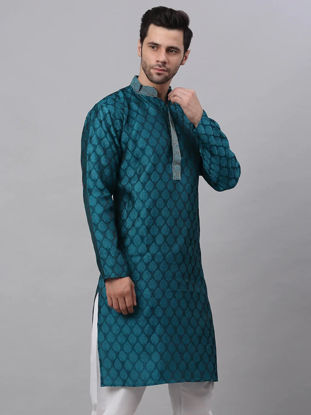 DesiQlo Men Kurta Only - Multicolor - KO_663Peacock_S