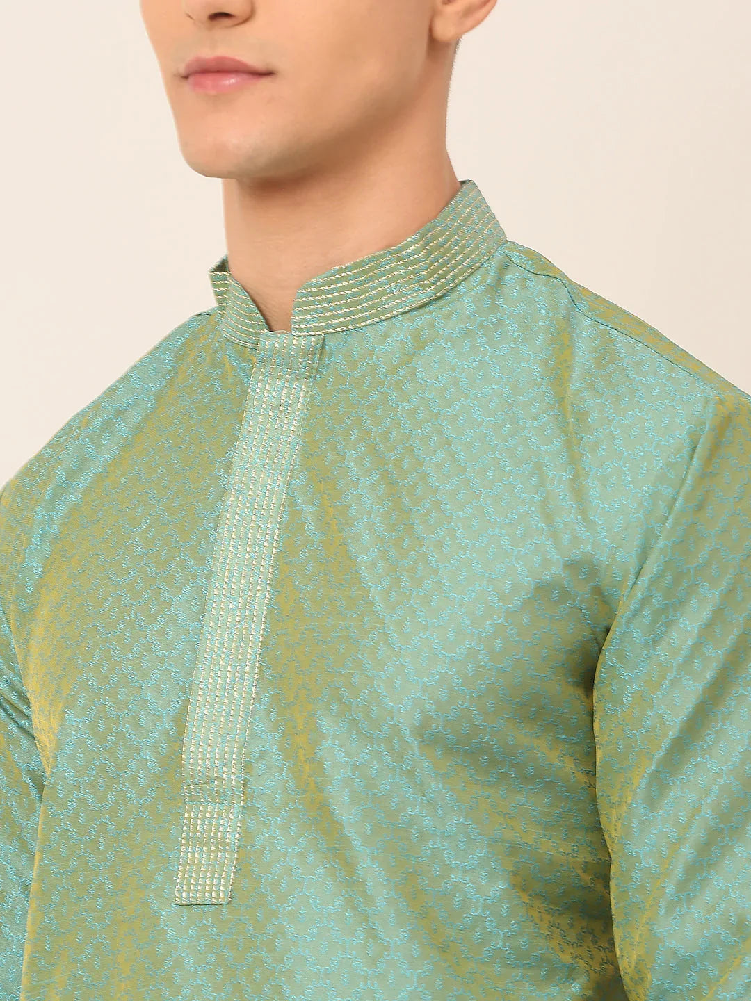 DesiQlo Men Kurta Only - Multicolor - KO_664Sea-Green_S